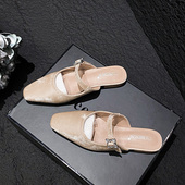 女2024新款 夏季 外穿防滑防臭穆勒鞋 法式 女鞋 包头拖鞋 大码 玛丽珍鞋