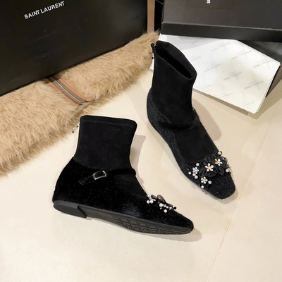 内增高法式玛丽珍袜靴女