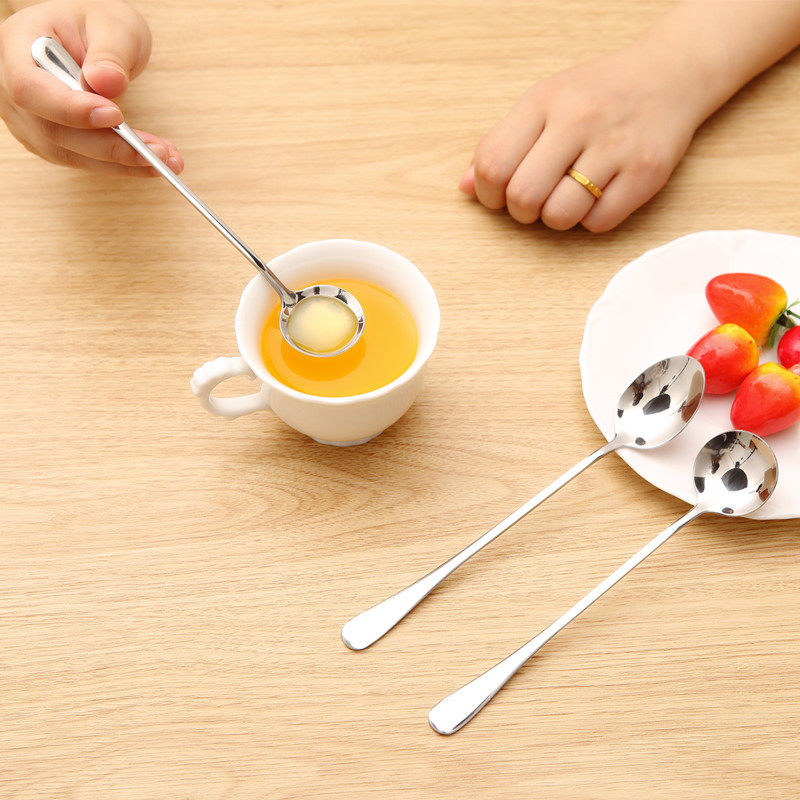 长柄不锈钢汤勺咖啡搅拌勺韩式家用餐具长调羹汤匙茶匙冰激凌餐具