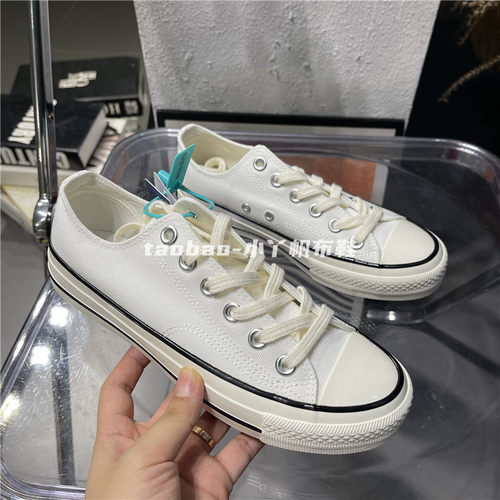 EVENSTAR白色黑边韩版休闲帆布鞋