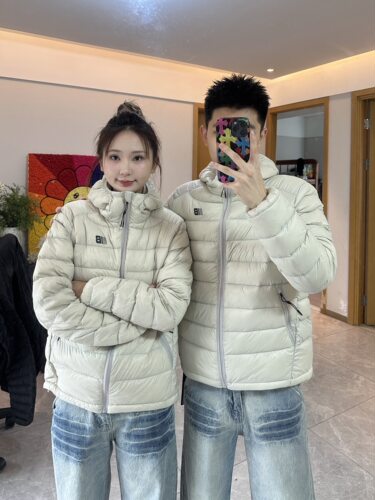 3KU夫妇冬季新款连帽轻薄白鸭绒羽绒服外套男女同款排骨羽绒服潮