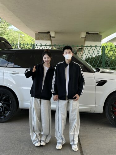 3KU夫妇秋季新款三条杠立领夹克外套男女情侣休闲运动上衣百搭潮