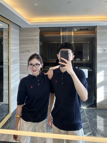 3KU夫妇夏季新款老钱风刺绣针织衫polo衫短袖T恤简约大气潮牌半袖