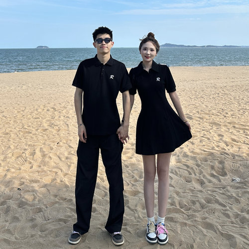 3KU夫妇夏季polo衫一衣一裙短袖女士polo连衣裙短裙潮牌高级情侣