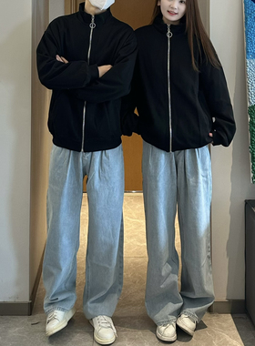 3KU夫妇新款百搭直筒宽松牛仔裤男女不挑腿型情侣垂感显瘦长裤ins