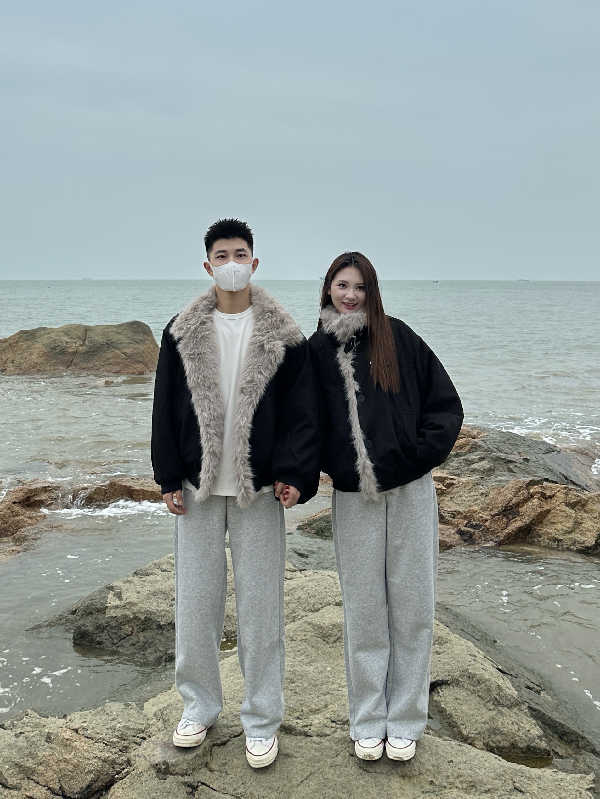 3KU夫妇冬季新款加厚保暖座山雕毛领棉服外套男女同款百搭棉衣潮