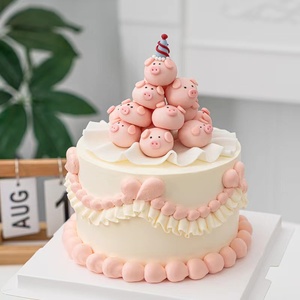 网红软陶小猪生日生日蛋糕