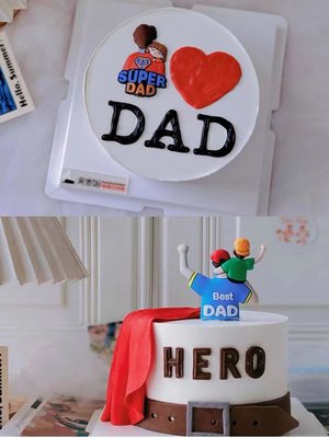 父亲节烘焙蛋糕装饰摆件围边软胶超人爸爸生日派对甜品插卡插件
