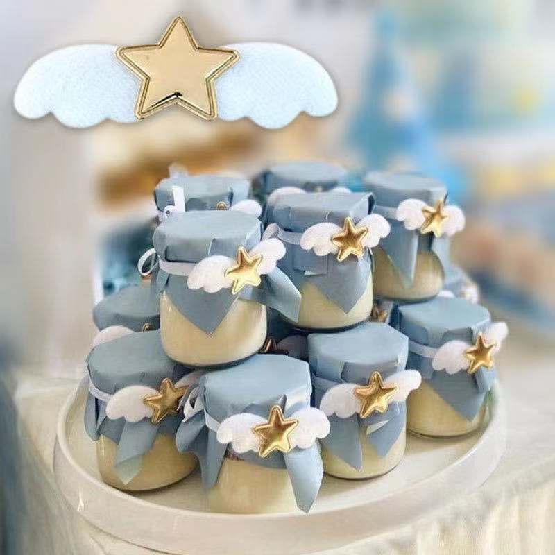 布丁封口装饰玻璃瓶盖绑带翅膀