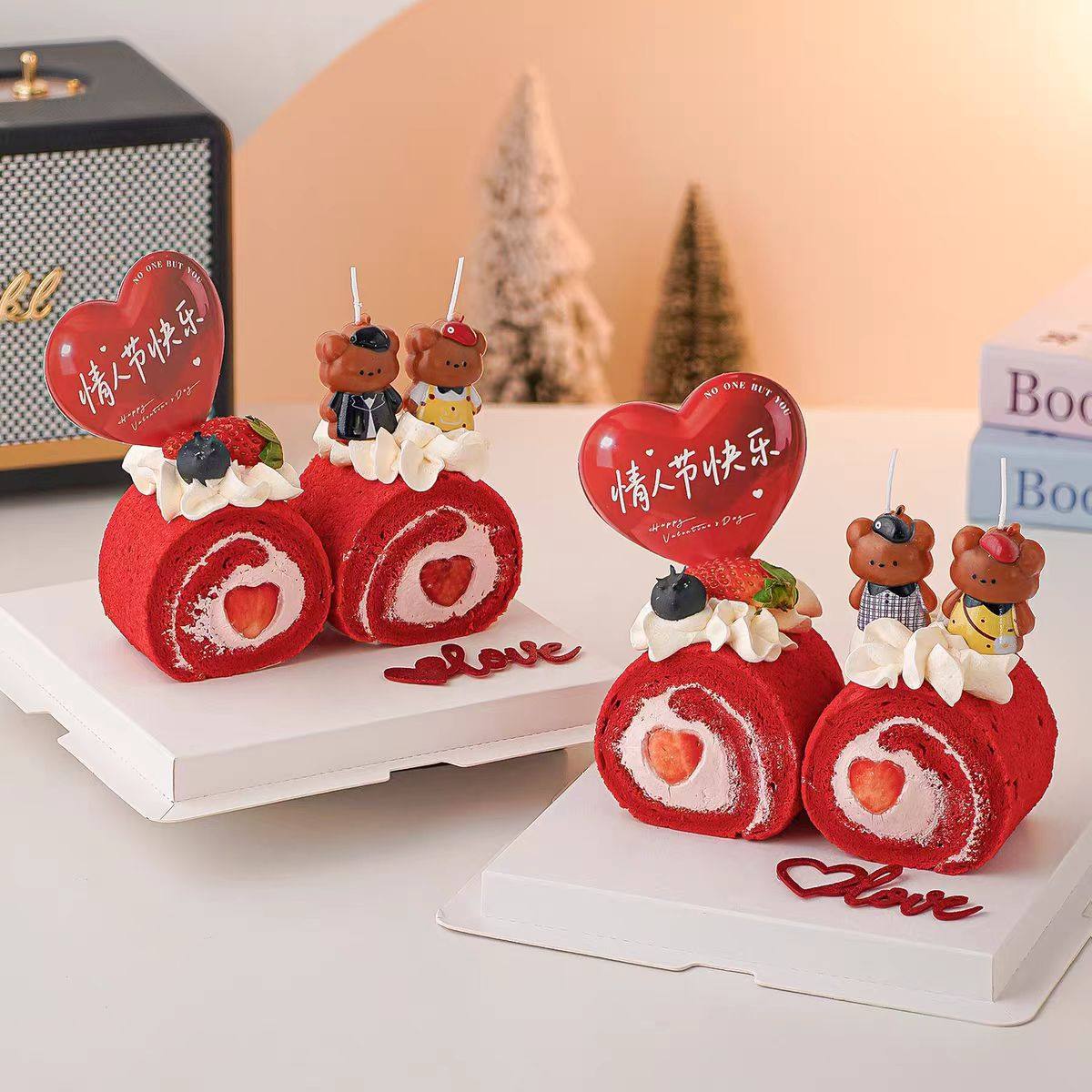 2.14情人节蛋糕装饰可爱小熊蜡烛摆件情人节快乐爱心卡片节日装扮,节庆用品/礼品,节日装扮用品,淘宝优惠券,粉丝福利购,淘宝优惠卷