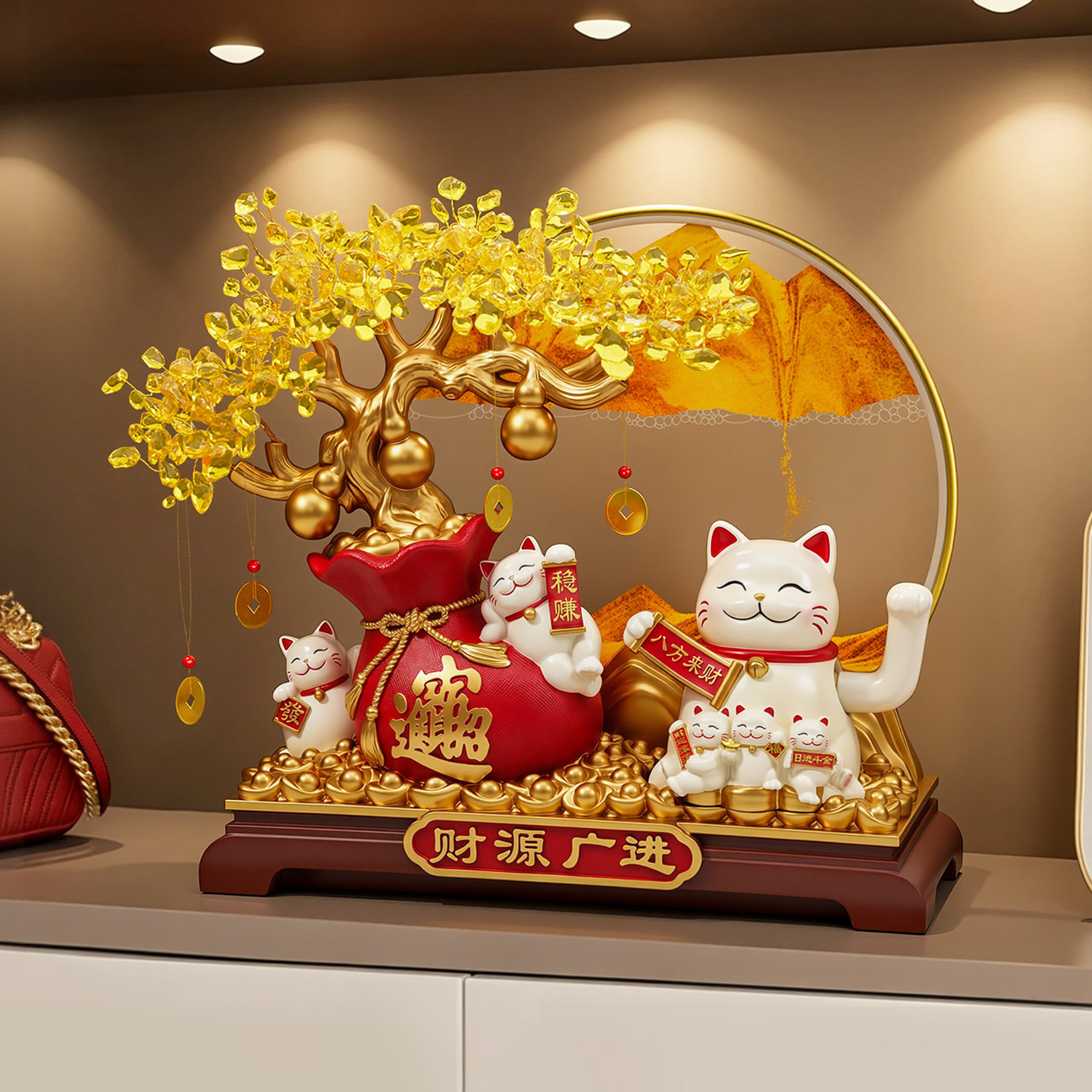2026新款发财树招财猫摆件自装饰摆件