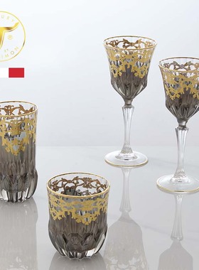 Timon手工水晶玻璃杯黑金系列红酒杯威士忌杯