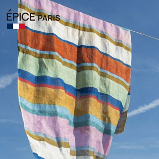 Epice法国织物彩色条纹围巾