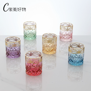 Timon手工水晶玻璃杯渐变色威士忌杯320ml