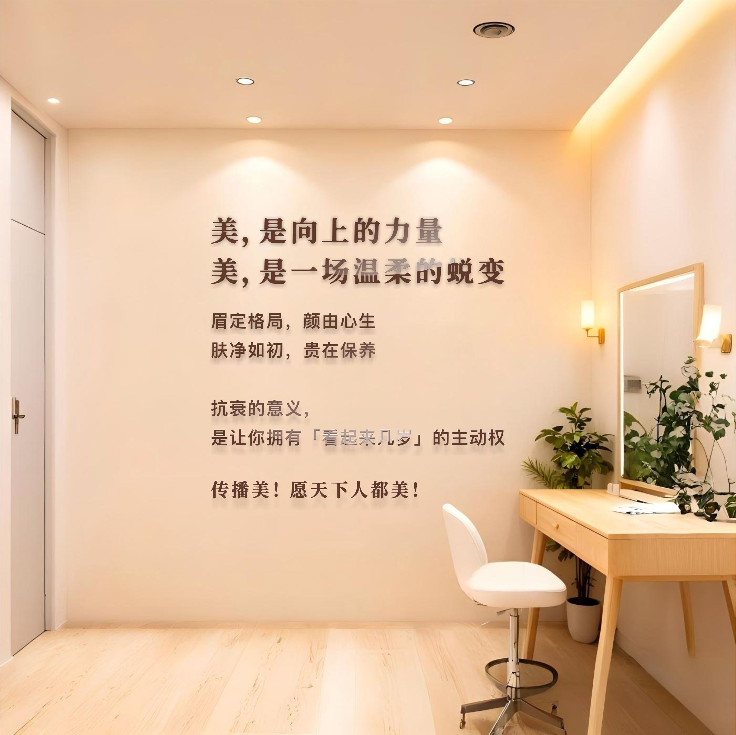 美容养生中英文字标语装饰墙贴