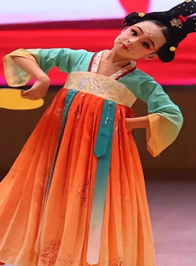 六一儿童汉服执镜佣表演服女童汉服襦裙执镜俑演出服中国风民族舞