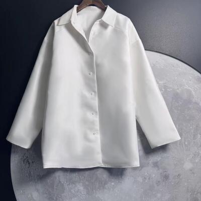 高级感宽松慵懒风纯色开衫衬衫