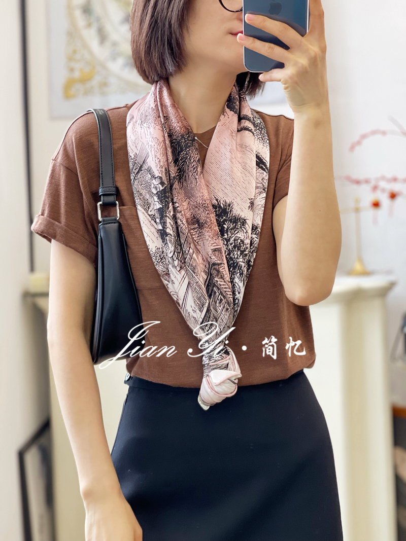 【雪山之外】低调高雅双面缎重磅真丝桑蚕丝大方巾105cm丝巾23姆