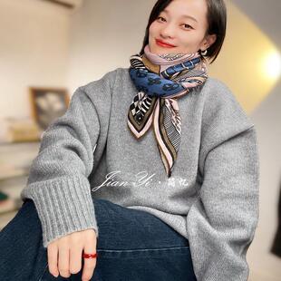 【明星同款】Th***明星同款美利奴羊毛的毛衣圆领重磅毛针织衫