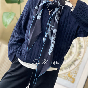 【海潮音】经典百搭真丝桑蚕丝羊毛大菱形巾双面保暖披肩围巾女