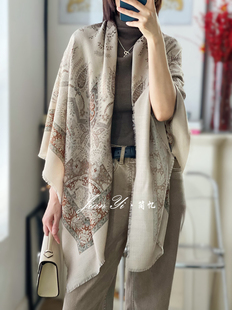 【LP老钱同款浅卡其】真丝羊毛大方巾空调房披肩女外搭围巾130cm