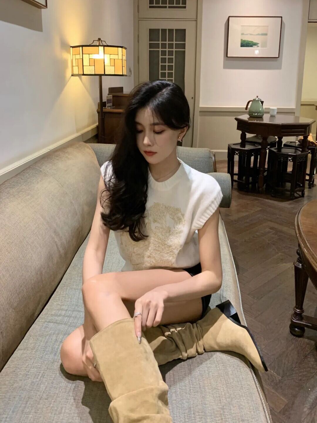 여성을위한 나이트 부츠 파일 부츠 2024 새로운 핫 스타일 웨스턴 카우보이 부츠 내부 강화 부츠 두꺼운 뒤꿈치 스퀘어 발가락 부츠