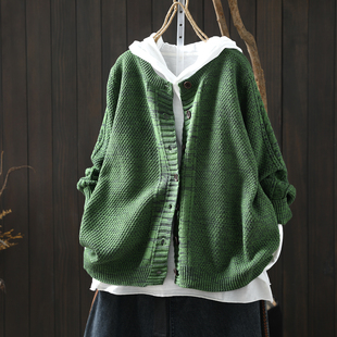 小个子百搭轻熟宽松好看休闲针织衫 绿色毛衣开衫 外套女2026春新款