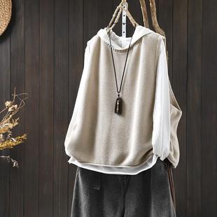 纯色棉线针织马甲女款2026新款外穿秋季百搭休闲宽松大码叠穿坎肩