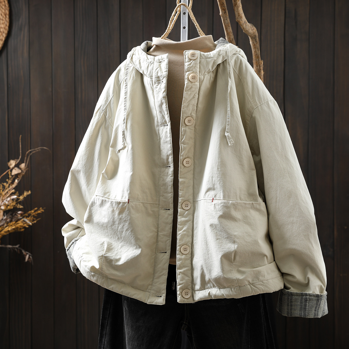 巨好看的夹棉外套女2025冬季新款连帽胖mm百搭洋气独特别致小棉袄