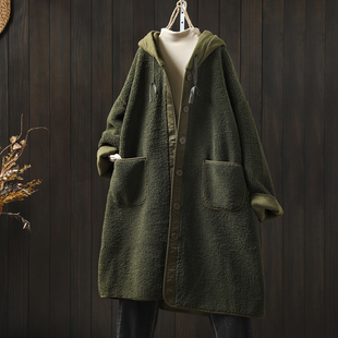 巨好看的初冬外套女士2025新款连帽摇粒绒长款洋气百搭设计感上衣