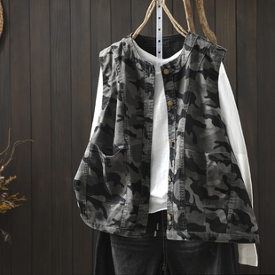 马甲2026正流行女装春新款无袖迷彩胖mm休闲叠穿坎肩独特时尚背心