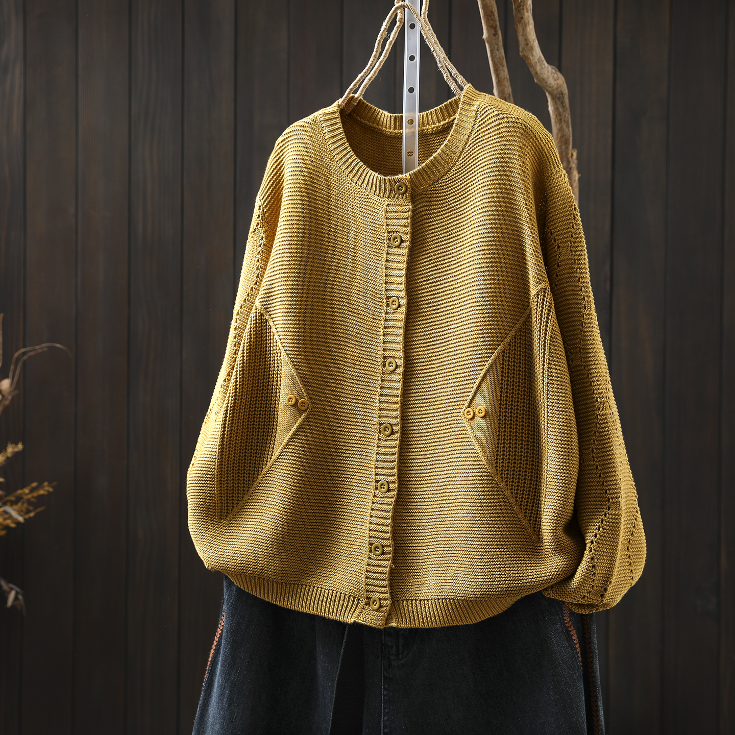 针织衫女2025新款秋冬小个子棉线纯色独特设计感温柔显瘦针织上衣