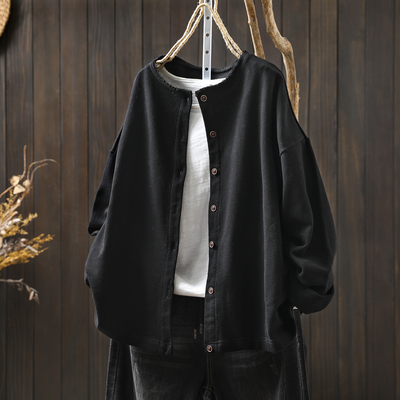 秋季女款外套2026新款薄款宽松休闲百搭纯棉毛圈短款小个子开衫