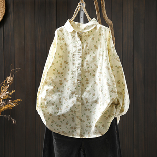 小碎花纯棉印花文艺宽松休闲百搭衬衫 2026巨好看 新款 女春装 小衫
