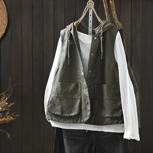 马甲女款2026超火减龄时髦洋气外穿叠穿小个子连帽pu皮衣马夹外套