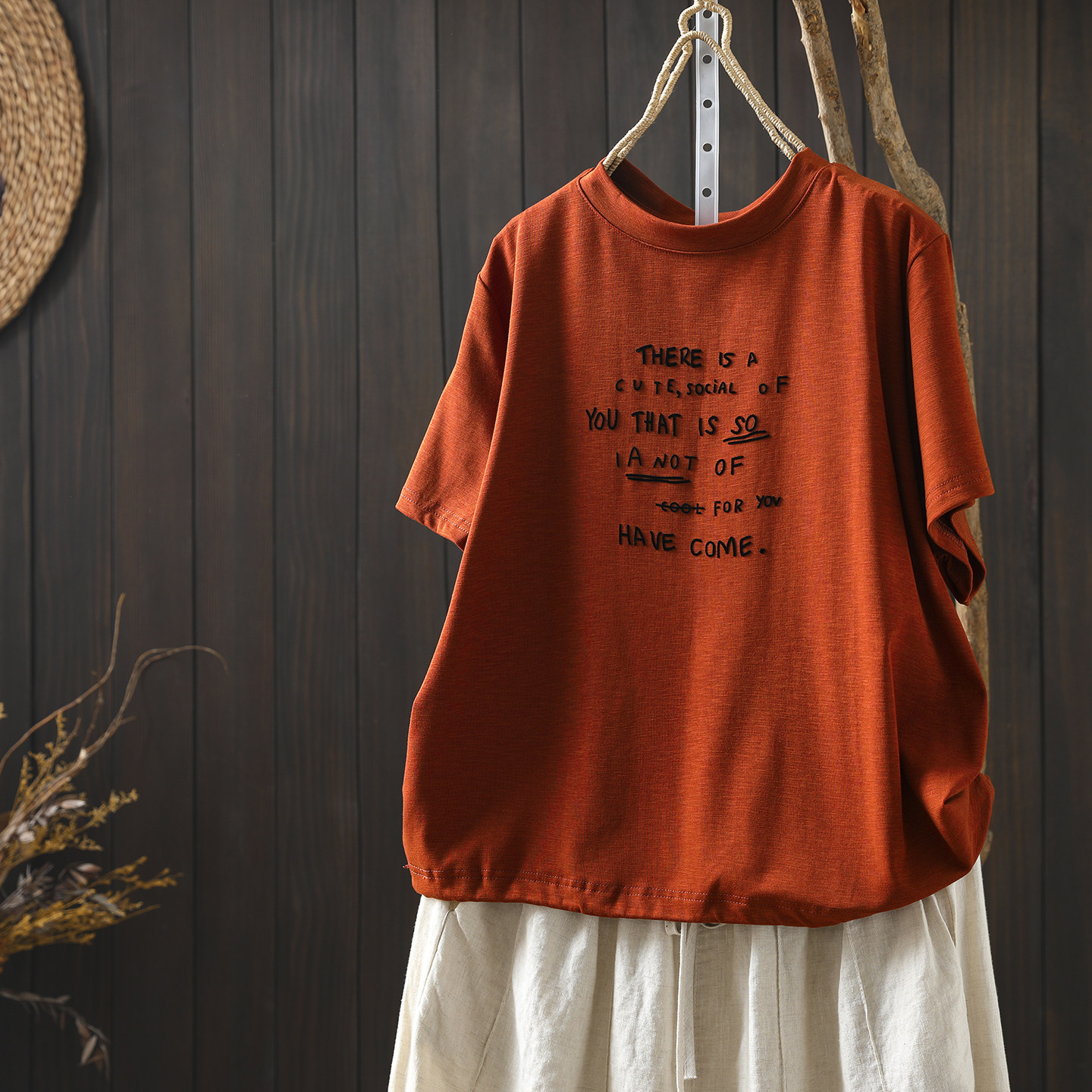 t恤女款2026新款爆款夏超好看字母贴布弹力下摆抽绳小众百搭短袖