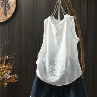 背心 设计感纯色纯棉双层棉纱无袖 吊带背心女2026夏新款 高级时尚