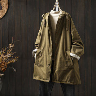 巨好看的冬装外套女2025冬新款夹棉中长款连帽超火复古保暖二棉服