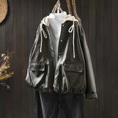 早春精致外套皮衣女2026新款 洋气宽松帽子可拆卸外套 独特漂亮时尚