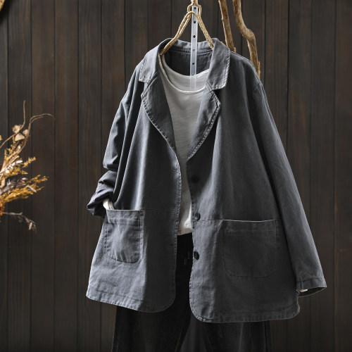 2026款巨好看的外套女春季西装领时尚宽松三粒扣复古气质百搭上衣