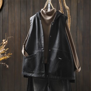 皮夹克女款2026新款春季皮衣外套开春爆款超火小个子连帽黑色马甲