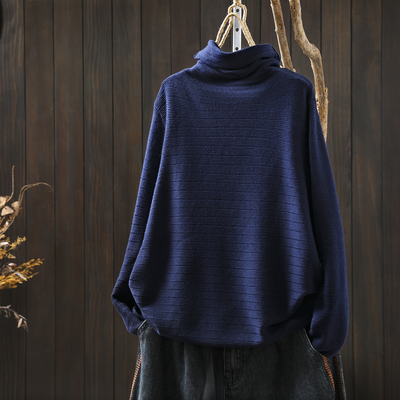 早秋巨好看的上衣女款2025新款秋季高领棉线针织宽松气质套头毛衣