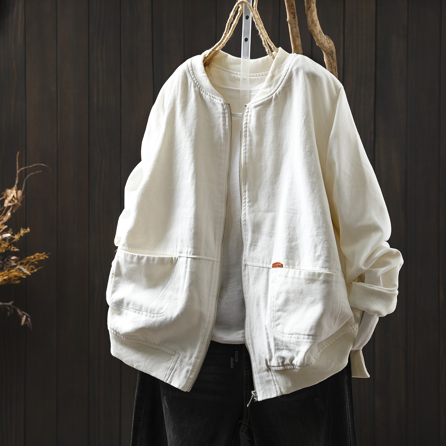 韩系独特超好看外套女2025新款秋纯棉小立领百搭慵懒风休闲上衣