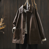 初秋美式 高级感大口袋宽松百搭翻领皮夹克 复古皮衣外套女2026新款