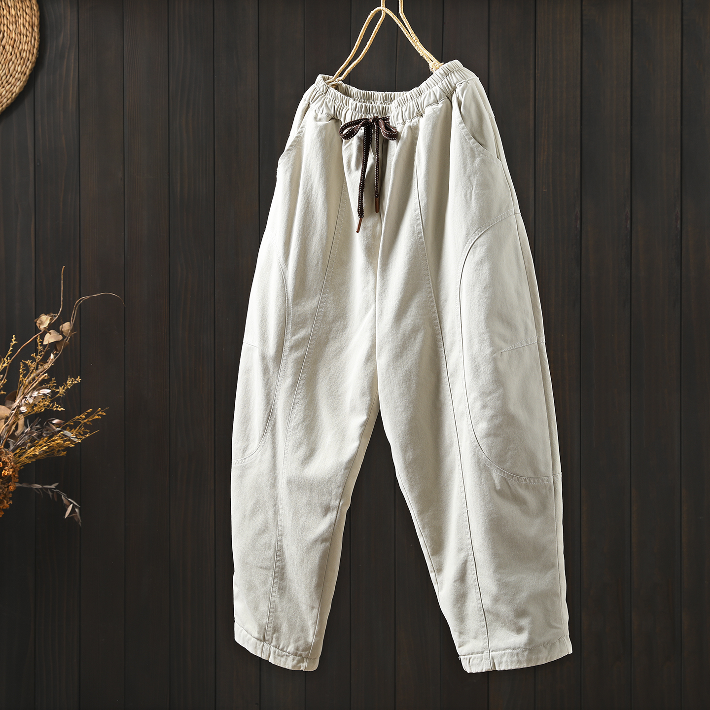 裤子冬加厚女士2025新款今年流行爆款加棉小个子宽松百搭九分长裤