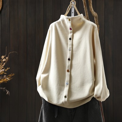 德绒打底衫2025新款今年流行爆款女秋冬季半高领彩色扣百搭t恤衫