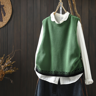 针织马甲2026正流行春季新款小个子洋气无袖外穿宽松坎肩棉线背心
