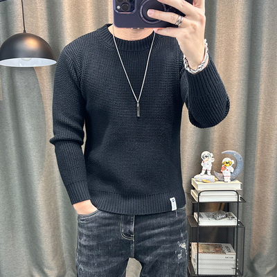 秋冬新款纯色长袖毛衣圆领