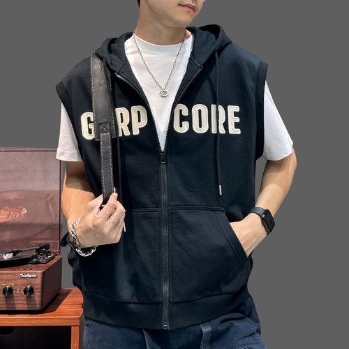 连帽潮牌马甲男士2025春秋新款