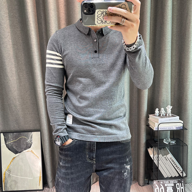 长袖polo衫男士翻领针织衫
